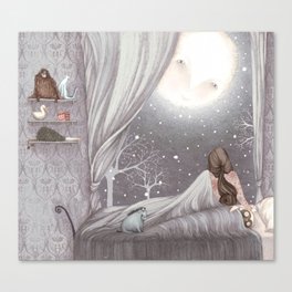 Sophie and the Moon Canvas Print
