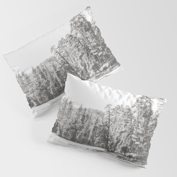 Black and White Northwoods Lake - Minnesota Photography Pillow Sham