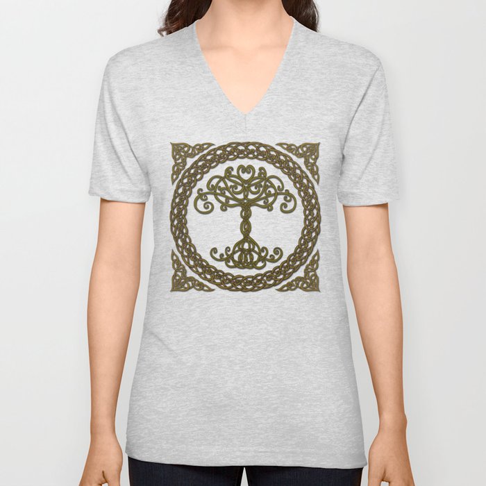 Celtic Tree of Life I V Neck T Shirt