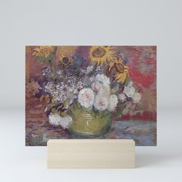 Vincent Willem Van Gogh Vase of Sunflowers and Roses 1886 Mini Art Print