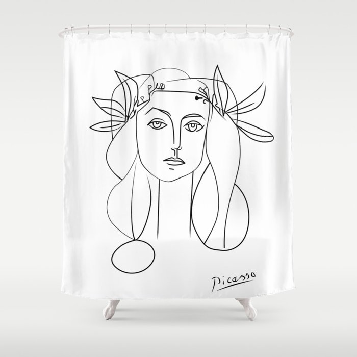 Picasso Lady Modern Sketch Art, Picasso Shower Curtains