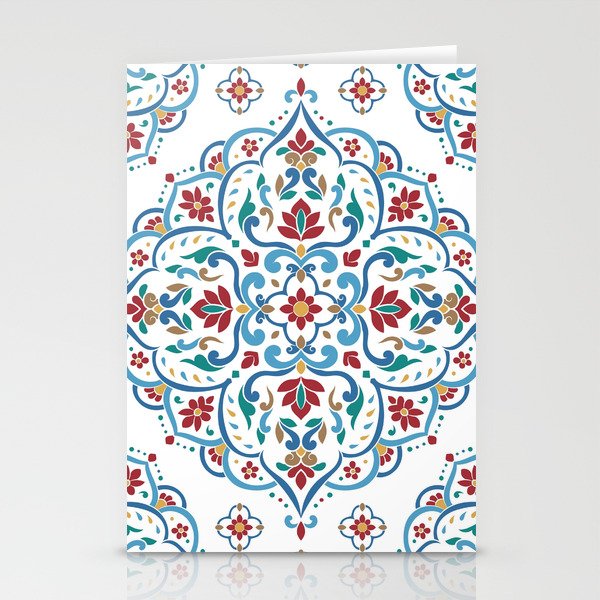 Ornamental Ethnic Bohemian Pattern XV Cobalt Crimson Stationery Cards