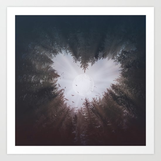 forest nature heart Art Print