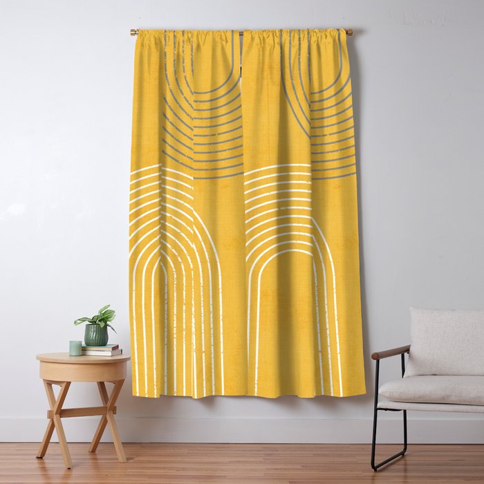 Golden Minimalist Abstract Blackout Curtain by Sheila Wenzel Ganny