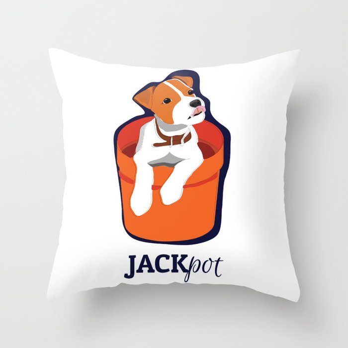 "Jackpot: Jack RussellTerrier Pop Art Puppy Throw Pillow