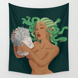 Medusa with the head of her latest victim  Wall Tapestry