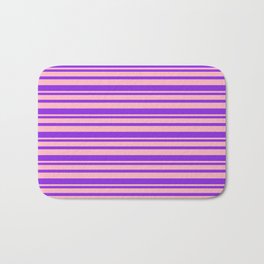 [ Thumbnail: Purple & Light Pink Colored Stripes/Lines Pattern Bath Mat ]