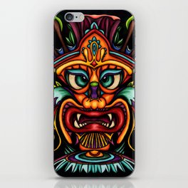 Polynesian tiki painting, colorful mask iPhone Skin