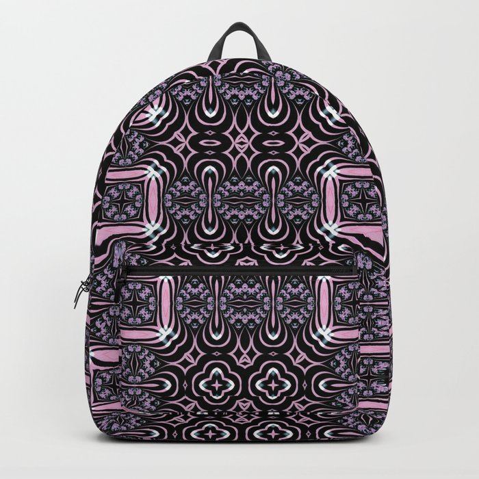 Pattern of the Squares in Pink and Black Backpack
