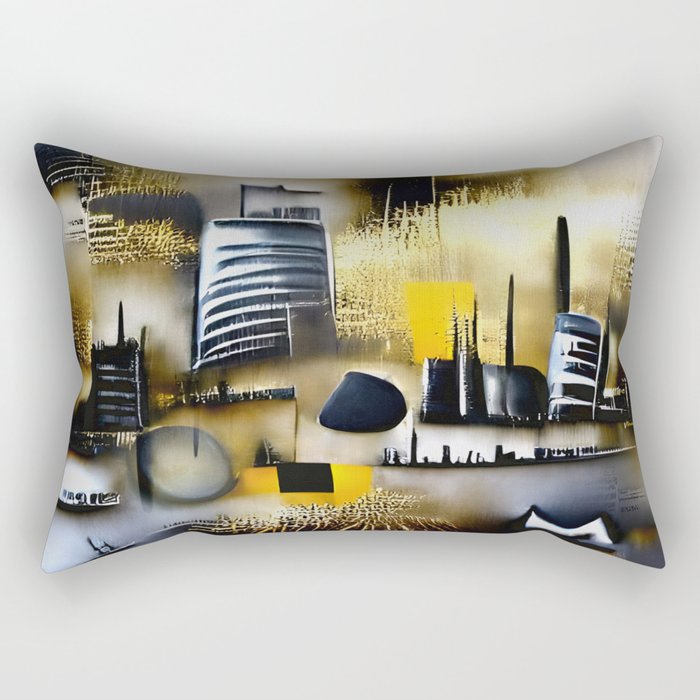 Abstract Painting No. 5 Evening Cityscape Rectangular Pillow