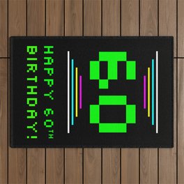 [ Thumbnail: 60th Birthday - Nerdy Geeky Pixelated 8-Bit Computing Graphics Inspired Look Outdoor Rug ]