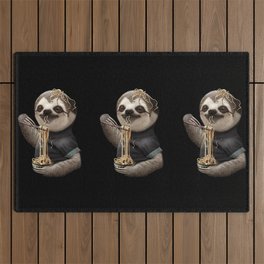 SLOTH EATING NOODLE Outdoor Rug
