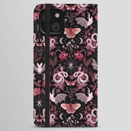 Moody gothic bat and snake damask iPhone Wallet Case