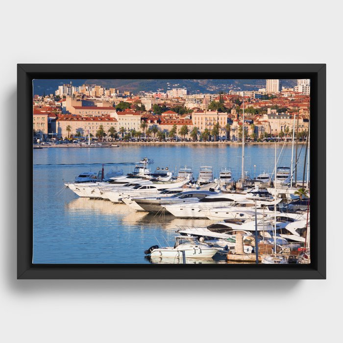Split Harbor In Croatia Framed Canvas