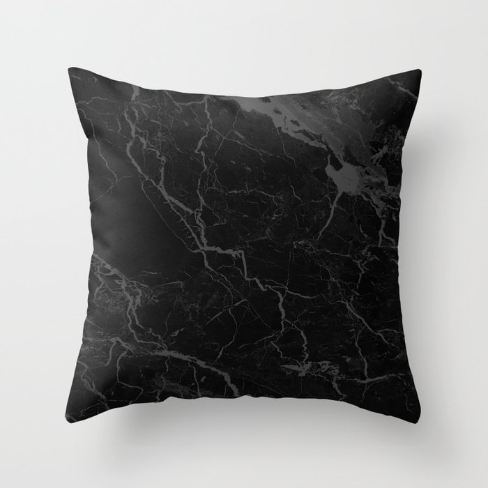 Black Russo Marble Throw Pillow