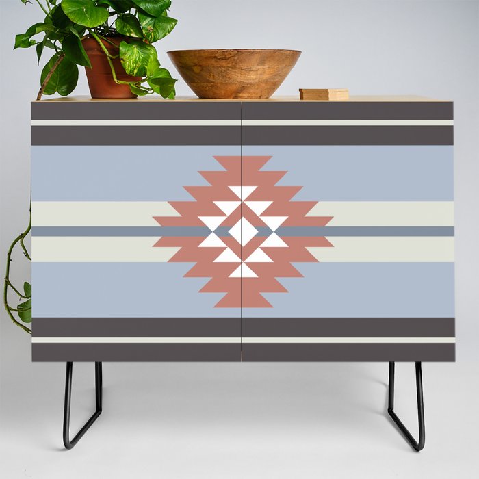 Aztec design in pink and blue colors Credenza