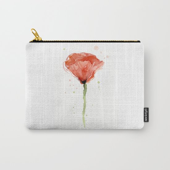 Poppy Watercolor Abstract Red Flower Carry-All Pouch
