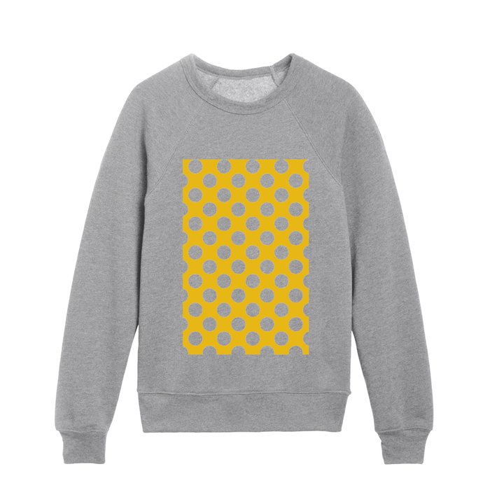 Yellow Big White Dots Boho Collection Kids Crewneck