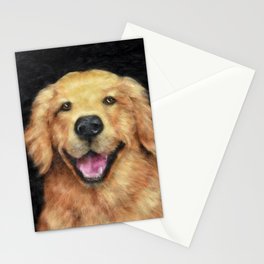 Golden retriever dog wool portrait print Stationery Card