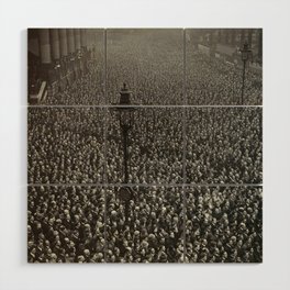 1919 Two-Minutes of Silence, Armistice Day, End of WWI, London, England ceremony black and white photograph, photography, photographs Wood Wall Art