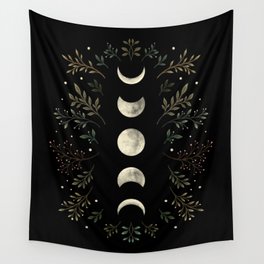 Moonlight Garden - Olive Green Wall Tapestry