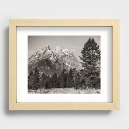Beautiful Grand Teton Mountain Peaks - Sepia Edition Recessed Framed Print
