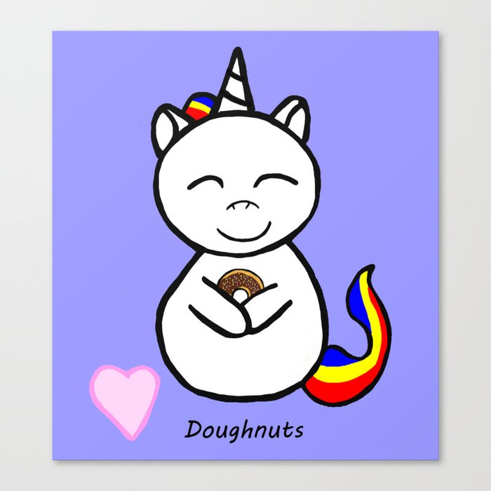 Unicorn loves doughnuts Canvas Print