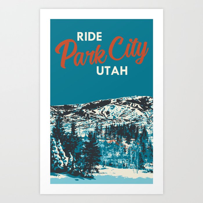 Park City Vintage Snowboarding Poster Art Print