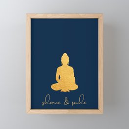 Gold Buddha - Silence & Smile Framed Mini Art Print