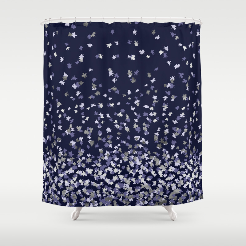 blue and silver shower curtain