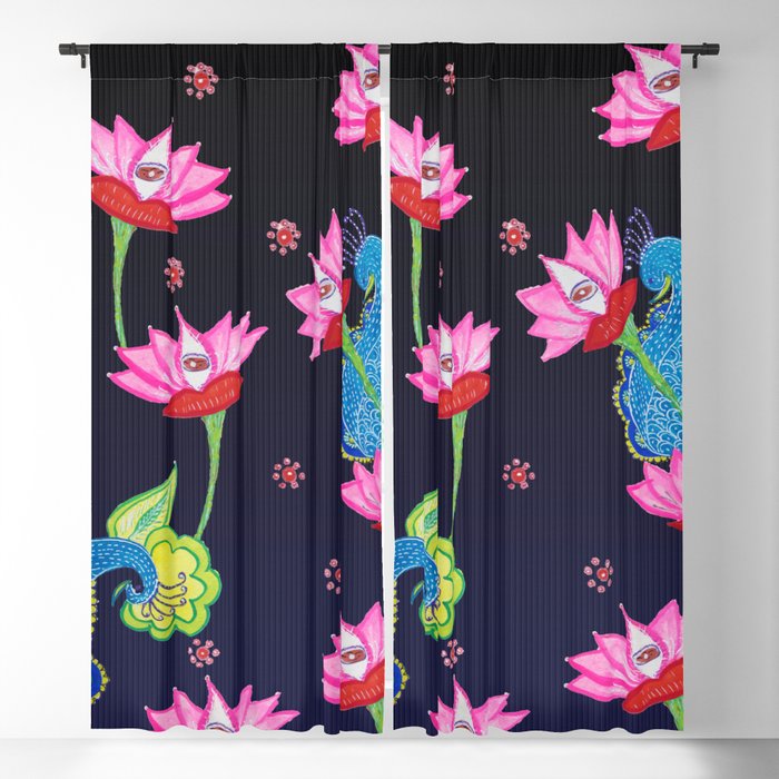 Lotus peacock Blackout Curtain