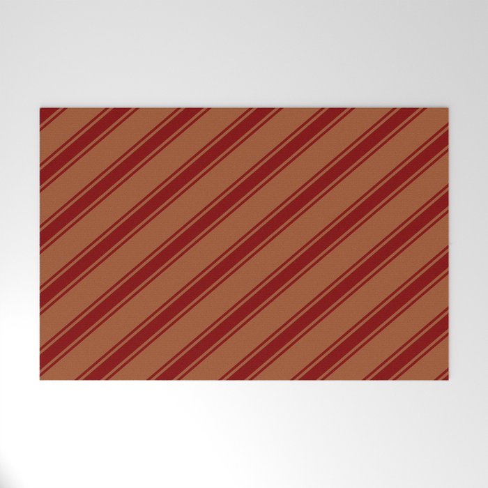 Sienna and Maroon Colored Lined/Striped Pattern Welcome Mat