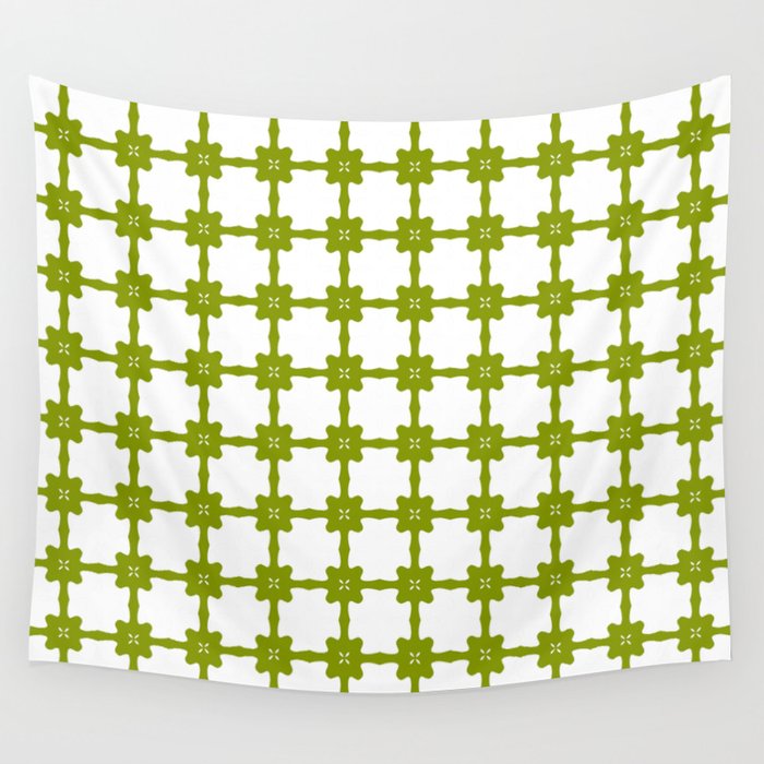 Minimalist Green Tiled Pattern Wall Tapestry
