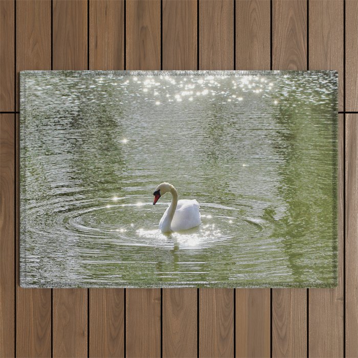 Sparkly Swan Lake Outdoor Rug