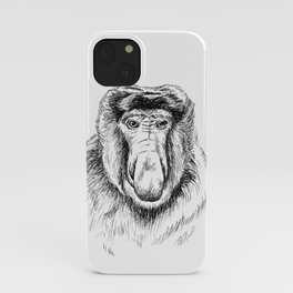Proboscis Monkey Drawing iPhone Case | Digital, Cutemonkey, Modernart, Monkeygift, Linework, Monkeyprint, Natureart, Jungleanimals, Wildanimals, Drawing 