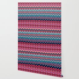 8-Bit Ikat Pattern – Indigo & Fuchsia Wallpaper