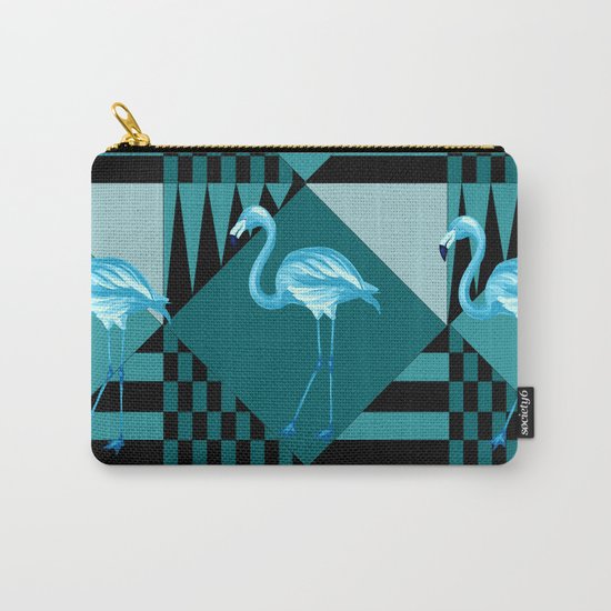 flamingo in blue Carry-All Pouch
