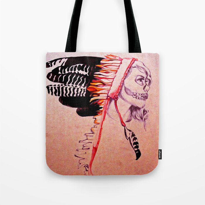 Girl with Skull and Headdress Tote Bag