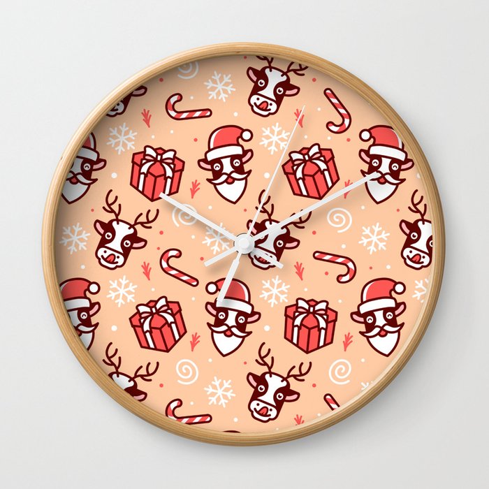 deer christmas pattern Wall Clock