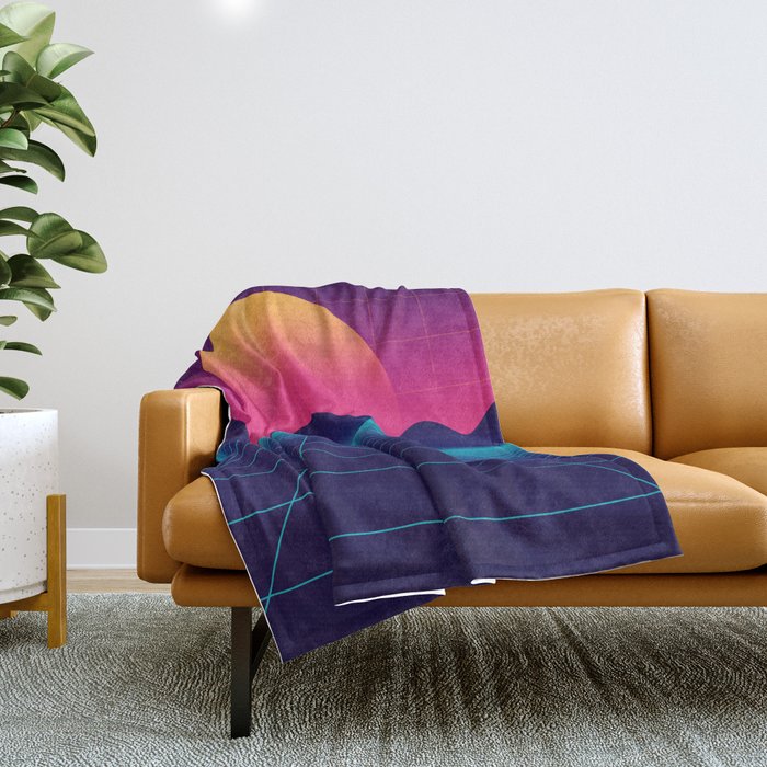 Throwback Sunset Synthwave Throw Blanket