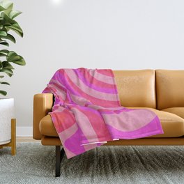 New Groove Colorful Retro Swirl Abstract Pattern Hot Magenta Pink Throw Blanket