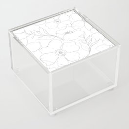 Floral Simplicity - Minimal Line Art - Gray Acrylic Box