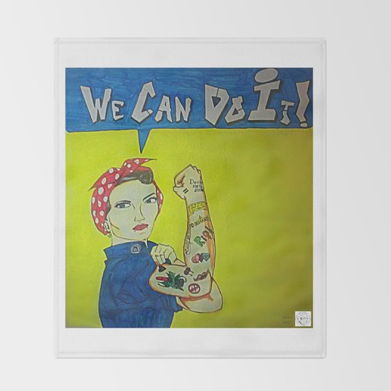Modern Rosie The Riveter Throw Blanket By Creativityoutofcontextcollective Society6