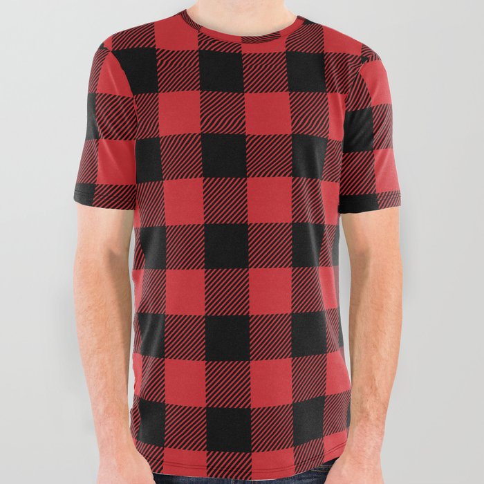 Buffalo Plaid Rustic Lumberjack Buffalo Check Pattern All Over Graphic Tee