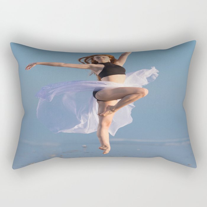 Ballet Dancer On The Beach Rectangular Pillow