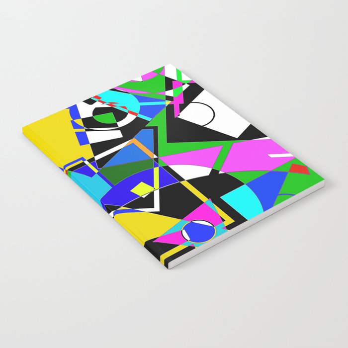 Colour Pieces - Geometric, eclectic, colourful, random pattern of shapes Notebook