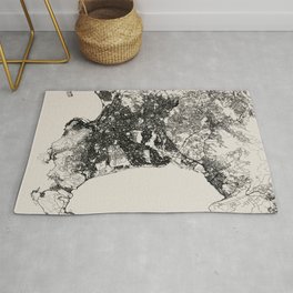 South Africa, Cape Town - Black and White City Map Drawing Area & Throw Rug