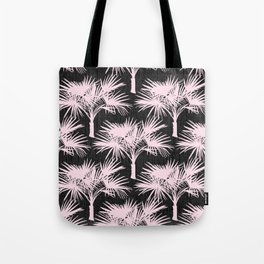 Retro Pink Palm Trees on Charcoal Tote Bag