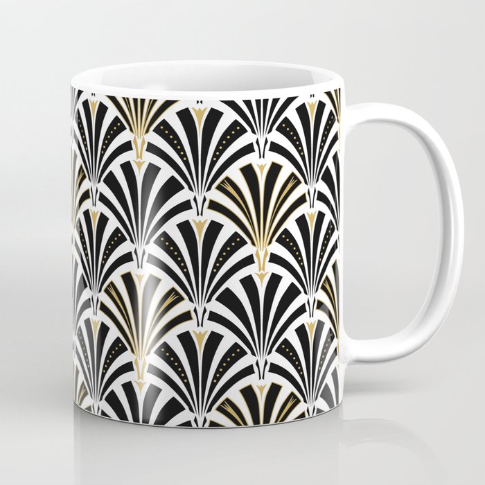 Art Deco Fan Pattern, Black and White Coffee Mug