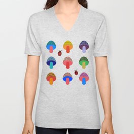 Mod Mushrooms V Neck T Shirt